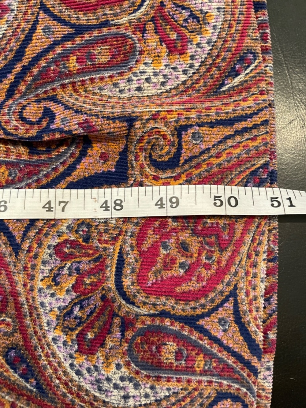 Vintage Paisley Corduroy Jumper Handmade in Burgundy and Blue-Violet Print - Picture 16 of 16